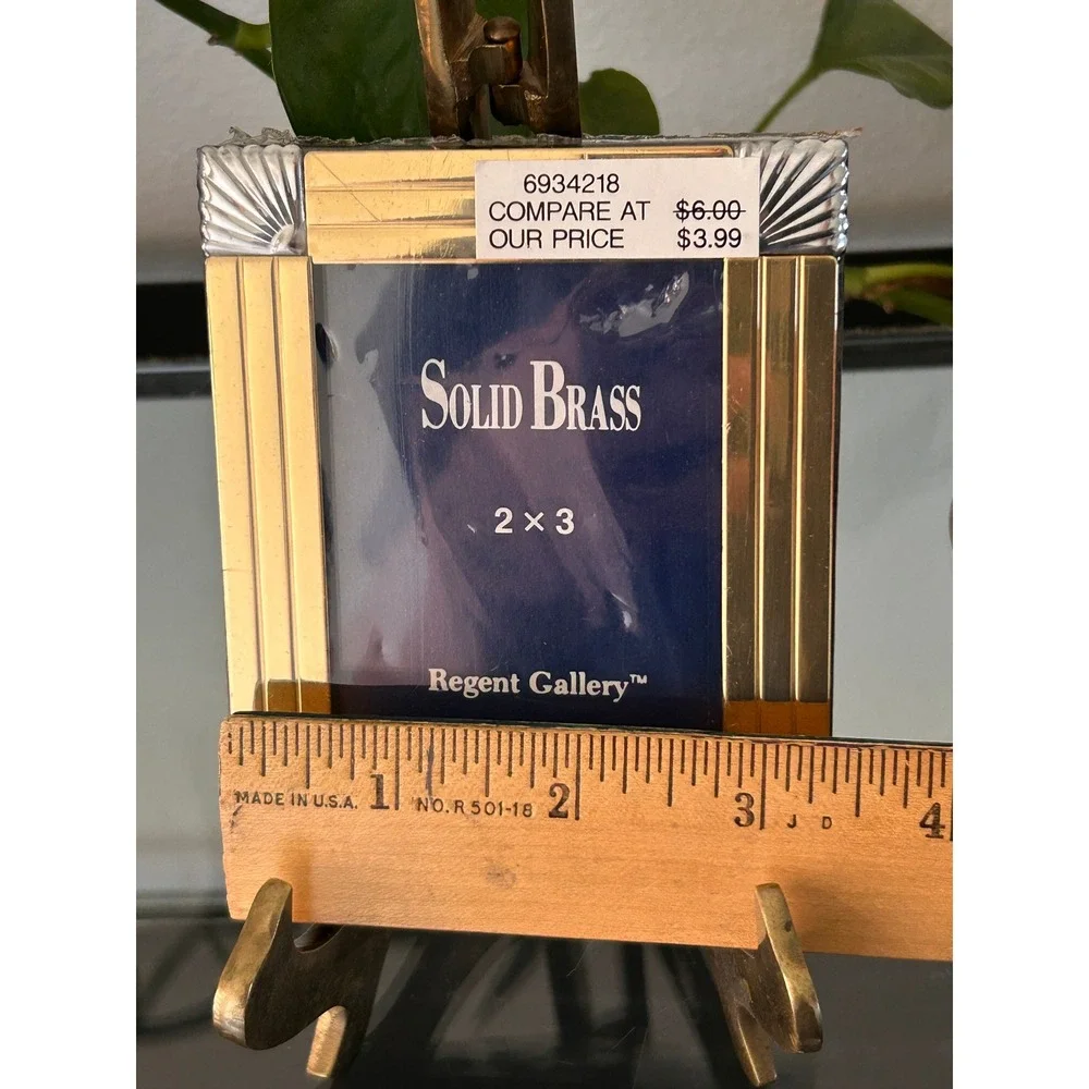 Regent Gallery Solid Brass 2x3 Two Tone Picture Frame Art Deco Style